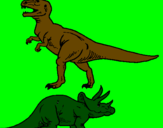 Disegno Triceratops e Tyrannosaurus Rex pitturato su kevin di cossato