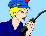 Disegno Polizia con il walkie talkie pitturato su edoardo