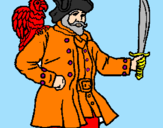 Disegno Pirata con il pappagallo  pitturato su ALFREDO