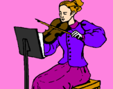 Disegno Dama violinista  pitturato su renata