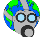 Disegno Terra con maschera anti-gas  pitturato su  luigi