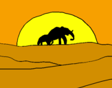 Disegno Elefante all'alba  pitturato su  Rossella
