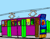 Disegno Tram con passeggeri  pitturato su ALESSANDRO
