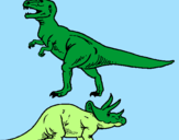 Disegno Triceratops e Tyrannosaurus Rex pitturato su MARCO