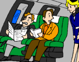 Disegno Passeggeri nell'aereo  pitturato su maria