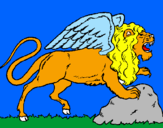 Disegno Leone alato  pitturato su rinaldo il leone rampante