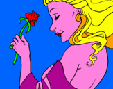Disegno Principessa con una rosa pitturato su  leonardo cavana