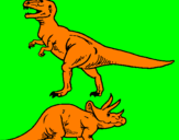 Disegno Triceratops e Tyrannosaurus Rex pitturato su bisonte simo