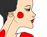 Disegno Profilo di Geisha  pitturato su SHARON