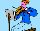Disegno Dama violinista  pitturato su Marcello