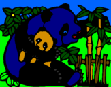 Disegno Mamma panda  pitturato su mario