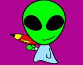 Disegno Alieno II pitturato su giuseppe