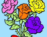 Disegno Mazzo di rose  pitturato su lorenzo
