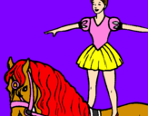 Disegno Trapezista in groppa al cavallo pitturato su vittoria