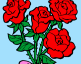 Disegno Mazzo di rose  pitturato su kiki