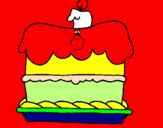 Disegno Torta di compleanno  pitturato su erika