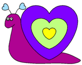 Disegno Lumachina cuore  pitturato su elisa