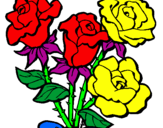 Disegno Mazzo di rose  pitturato su luca