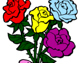 Disegno Mazzo di rose  pitturato su MELISSA