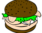 Disegno Hamburger completo  pitturato su mattia