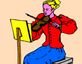 Disegno Dama violinista  pitturato su chicco