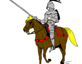 Disegno Cavallerizzo a cavallo  pitturato su gio
