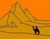 Disegno Paesaggio con le piramidi  pitturato su Greta