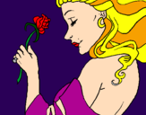 Disegno Principessa con una rosa pitturato su Mary