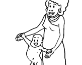 Disegno Madre e figlio della Guinea pitturato su susy