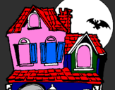 Disegno La Casa del mistero  pitturato su godzilla