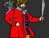 Disegno Pirata con il pappagallo  pitturato su gabriele