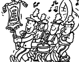 Disegno Banda musicale  pitturato su cucu