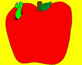 Disegno Vermiciattolo nella frutta  pitturato su GIORGIA 98
