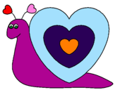 Disegno Lumachina cuore  pitturato su camilla