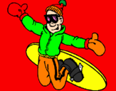 Disegno Salto con lo snowboard pitturato su RIKI MARCHESINI