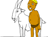 Disegno Bambino africano con una capra pitturato su giovanni
