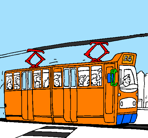 Tram con passeggeri 