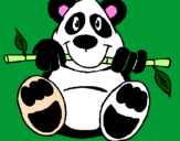 Disegno Orso panda  pitturato su martina