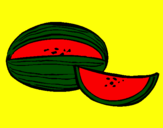 Disegno Melone  pitturato su AGATA