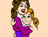 Disegno Madre e figlia abbracciate pitturato su GIADA