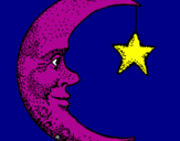Disegno Luna e stelle  pitturato su amanda pucci