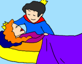 Disegno La principessa addormentata e il principe  pitturato su SARA