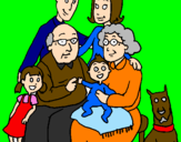 Disegno Famiglia pitturato su meca