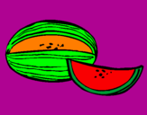 Disegno Melone  pitturato su salvatore amendola