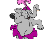 Disegno Elefante che balla  pitturato su mariele