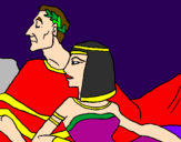 Disegno Cesare e Cleopatra  pitturato su katia