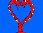 Disegno Serpenti innamorati  pitturato su lollo parma
