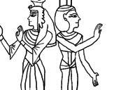 Disegno Ritratto della Regina Nefertari  pitturato su 4
