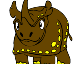 Disegno Rinoceronte  pitturato su taimo