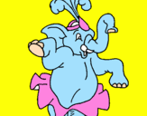 Disegno Elefante che balla  pitturato su michela